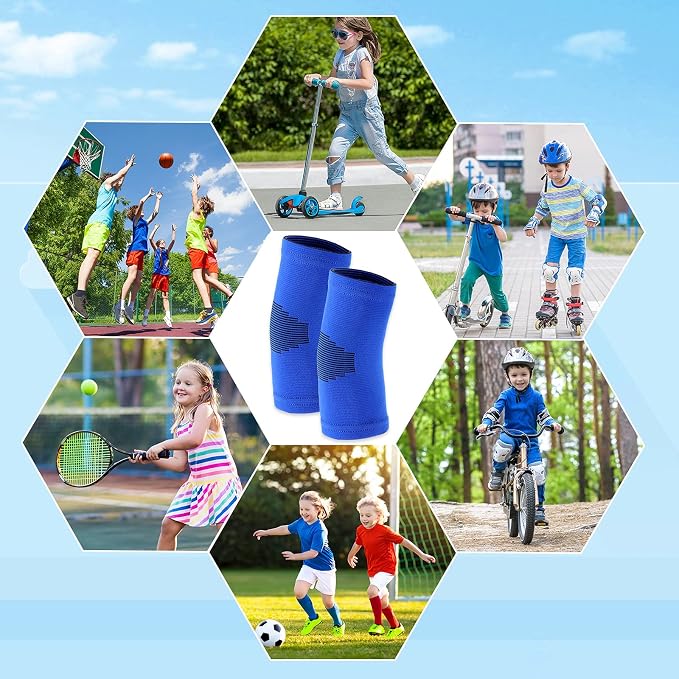 Kasyat 2 Pairs Kids Elbow Brace Knit Compression Elbow Sleeve Compression Brace Gym Arm Sleeve Gym Joint Support for Boys and Girls Teen Weight Lifting Sports (Medium)