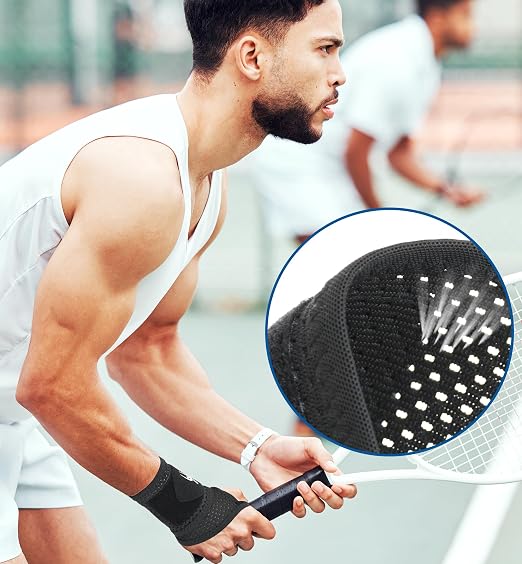 HiRui 2-Pack Ultra-Thin Mesh Wrist Wraps - Breathable, Adjustable Wrist Support for Workouts & Daily Use - Unisex Wrist Brace for Pain Relief, Tendonitis, Carpal Tunnel - One Size Fits All (Black)