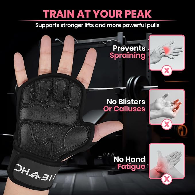 Workout Gloves for Men & Women, Smartwatch Compatible Ventilated Gym Gloves with Wrist Wrap Support, Breathable Weight Lifting Gloves for Fitness with Excellent Grip