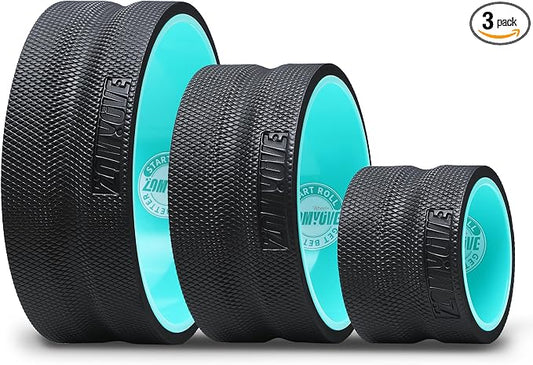 3 Pack Back Roller- Yoga Wheel for Back Pain Reliefn & Stretching, Back Wheel for Deep Tissue Massage, Foam Roller for Physical Therapy & Exercise | Blue