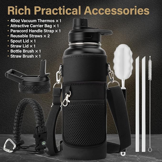DYSANKY Fatehers's Day Water Bottle Gift– Insulated Stainless Steel Bottle with Carrier Bag, Strap & Gift Box – BPA-Free – Ideal for Hiking, Camping & Travel 40 oz
