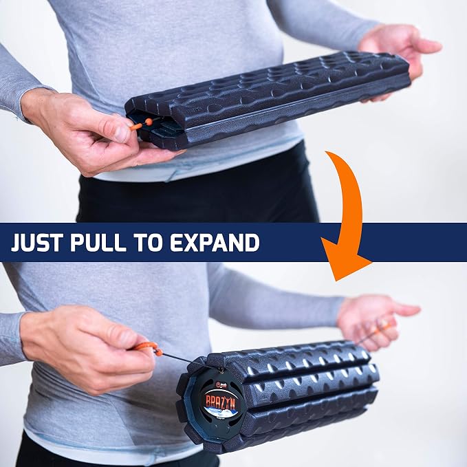 Brazyn Morph Foam Roller: Collapsible Travel Foam Roller for Back Pain Relief, Workout Muscle Recovery, Back Massager, Deep Tissue Leg Massage, Back Cracker (Sage, Deep Tissue)