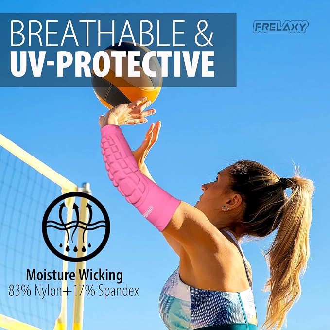 Frelaxy Elbow Pads, Padded Arm Sleeves for Volleyball and Football, 2 Pack