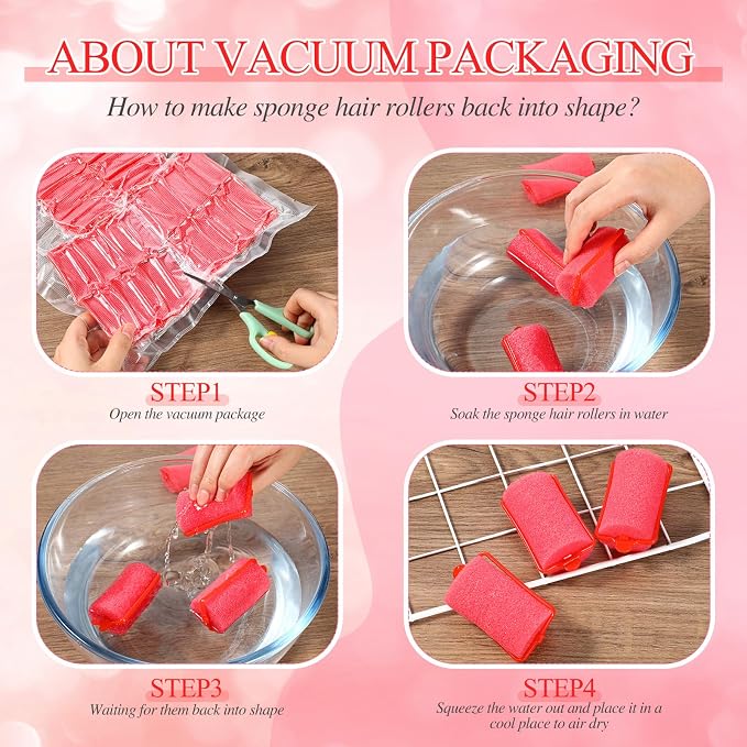 Geyoga 18 Pieces Red Foam Hair Rollers Large Hair Curlers Sponge Rollers for Heatles to Sleep in a Curl for Women's Short and Long Hairs Styling (1.4 x 2.6 Inches)