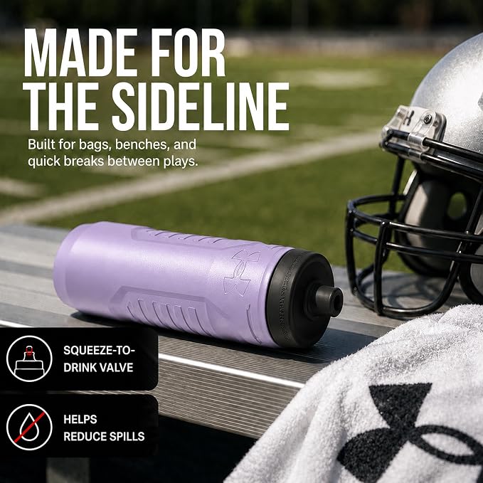 Under Armour Squeeze Water Bottles, 32 oz Water Bottles, Sideline Sports Water Bottle with Quick-Shot Lid, Quick & Easy Hydration, Gym Water Bottles, Squeeze Bottle, 1 32oz Bottle