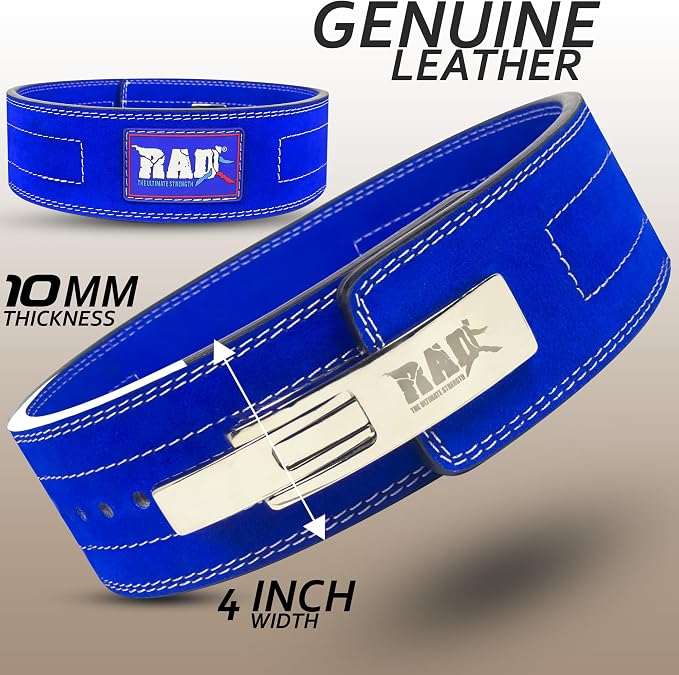 RAD Lever Weight Lifting Gym Belt for Men & Women Size 63 TO107 CM,Thick 10MM & Width 4 Inch Lever Powerlifting Belts for Women Dead Lift Workout Belt Leather Weight Lifting Lever Gym Squat Belt
