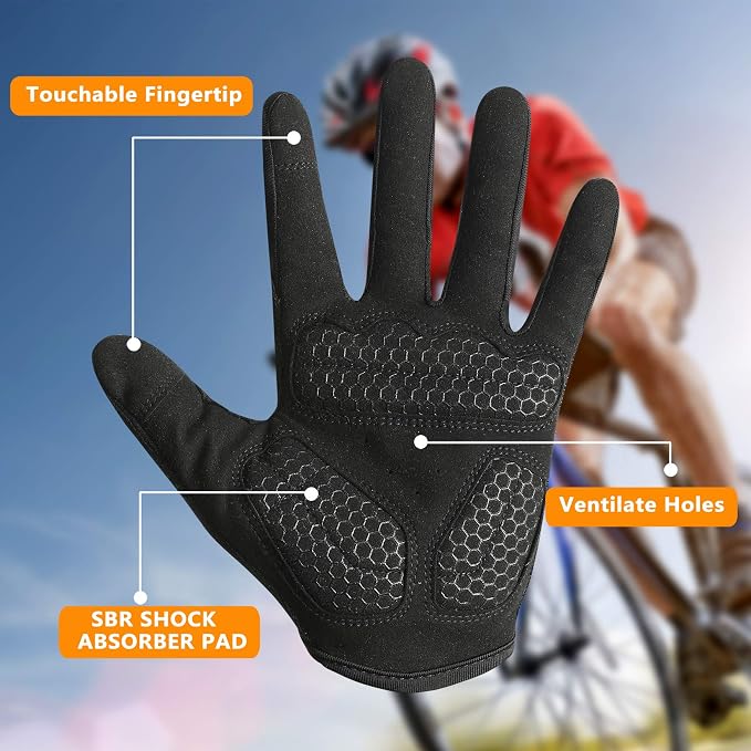 Full Finger Workout Gloves for Men Women, Weight Lifting Gloves Foam Padded | Full Hand Coverage Grip Gym Gloves for Weightlifting, Exercise, Fitness, Training, Cycling, Tactical, Touch Screen, Anti-Slip