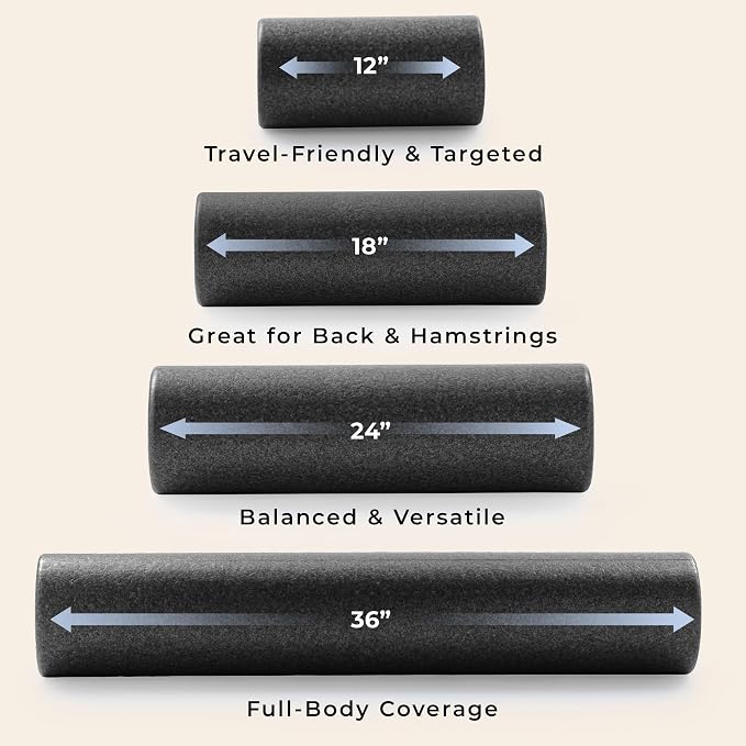 Sunny Health & Fitness 36" Black High-Density Yoga Foam Roller | Muscle Relief, Physical Therapy, Post-Workout Recovery, Improved Flexibility, Home, Gym, Rehab Use, Full-Body Use