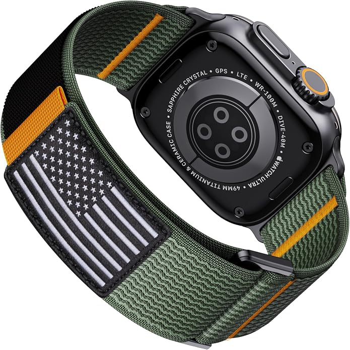 Nylon Sport Ultra 3 Watch Bands for Apple Watch/Ultra 2/1/Series 11/10/9/8/7/6/SE/5/4/3 Men iWatch Bands Men,Elastic Fabric Flag Wristbands Strap for Apple Watch Ultra 3/2/1 49mm 46mm 45mm 44mm 42mm 41mm 40mm 38mm