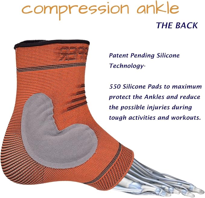 THX4COPPER Infused Compression Ankle Brace, Plantar Fasciitis Socks for Arch Pain, Reduce Swelling & Heel Spurs, Ankle Support - Single