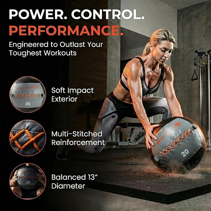 Bionic Body Soft Medicine Ball Weighted Slam Wall Ball for Cardio Workout and Core Training – Ideal for Squat, Lunge, and Partner Toss