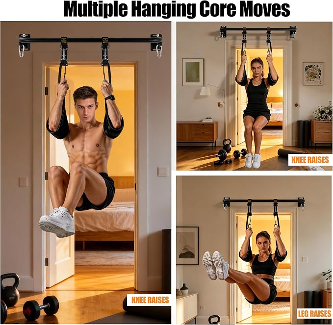 Wall Mounted Pull Up Bar, Carbon Steel Doorway Chin Up Bar for Home Gym | Reinforced plate supports fit joists and studs, creating a stable space-saving upper-body strength training station.