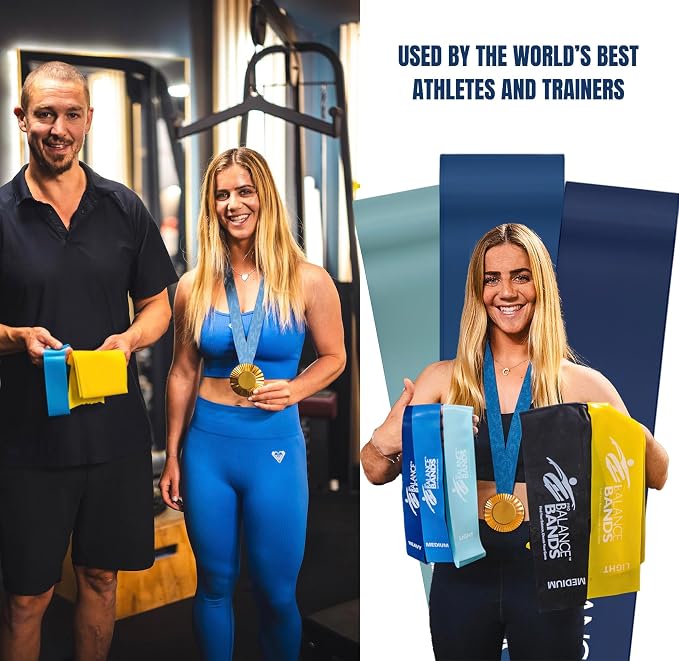 Resistance Bands – Exercise & Loop Stretch Bands for Working Out, Physical Therapy & Home Gym – 100% Natural Latex, Free Workout Videos Endorsed Co Owned By 2024 Gold Medalist