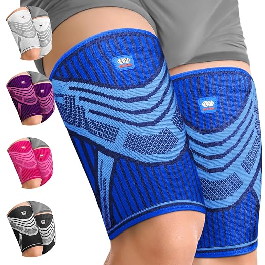 BLITZU Thigh Compression Sleeve, Hamstring Support Brace for Men Women M | Upper Leg Wrap for Running, Gym Workout, Muscle & Injury Recovery, Quad & Groin Comfort, Improved Circulation, Daily Wear