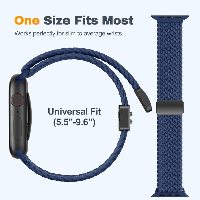 Laffav Braided Stretchy Band Compatible with Apple Watch Bands 42mm 40mm 41mm 38mm 44mm 45mm 46mm 49mm for Women Men, Magnetic Nylon Solo Loop Sport Strap for iWatch Series 11 10 9 8 7 6 5 4 SE Ultra