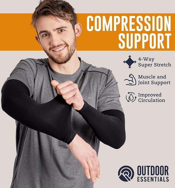 OutdoorEssentials UV Sun Sleeves for Men & Women, Cooling Arm Sleeves UPF 50+ | Golf, Tattoo Cover Up, Sun Protection