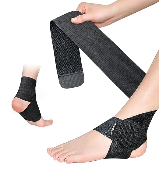Ankle Support Brace for Men & Women, Adjustable Compression Strap for Sprains, Plantar Fasciitis, Achilles Tendonitis, Running, Workout, Sports – Fits Left & Right Foot (2, Black, Medium)