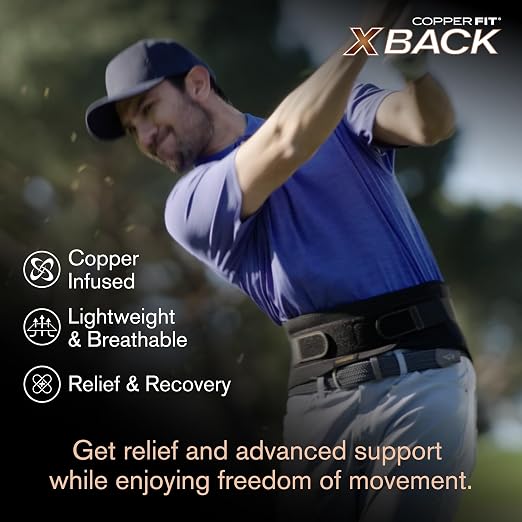 Copper Fit X-Back Brace for Lower Back Pain, Lumbar Support, Herniated Disc, Sciatica, Arthritis – Adjustable, Breathable Design - for Men and Women (Large/XLarge) (Pack of 2)