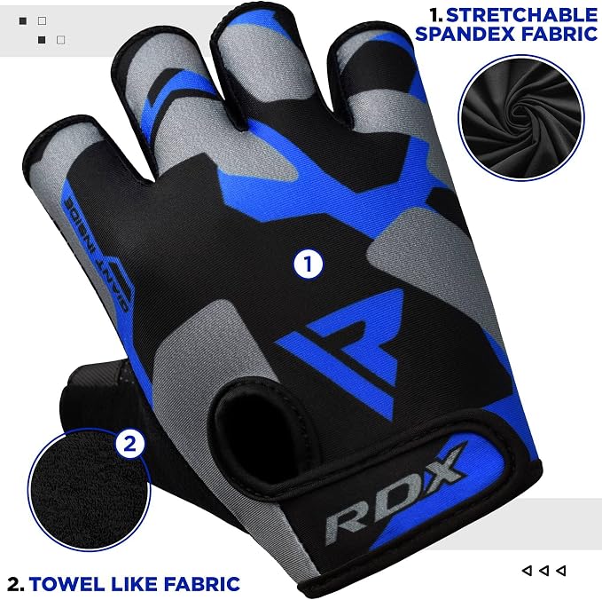 RDX Weight Lifting Gloves Women Fitness Workout, Anti Slip Padded Palm Grip Protection, Elasticated Breathable, Powerlifting Gym Bodybuilding Strength Training, Half Finger, Cycling Calisthenics