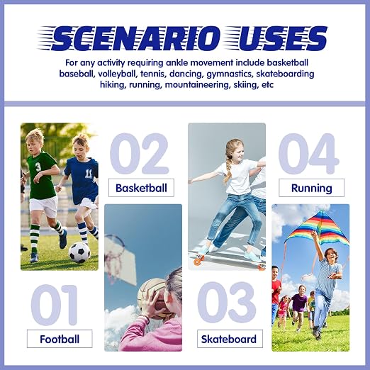 Tarpop 3 Pair Ankle Compression Sleeves for Kids Ankle Brace Compression Sleeves Foot Arch Sock for Girls Sports Running Dance Fitness Gymnastics(Blue,Small)
