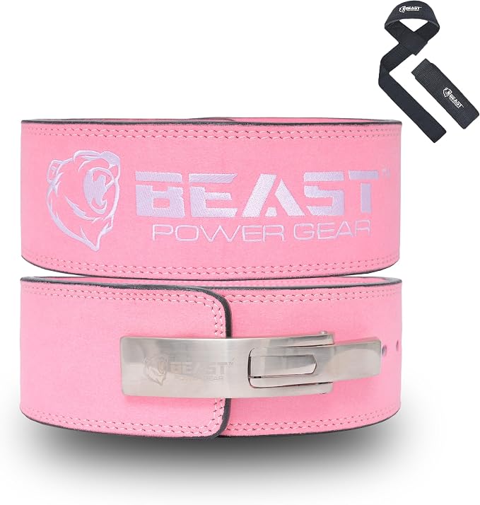 Beast Power Gear Weight Lifting Belt Lever Buckle 10MM 13MM Thick & 4 Inches Free Strap Weightlifting, Powerlifting, Deadlifts, Squats Men Women