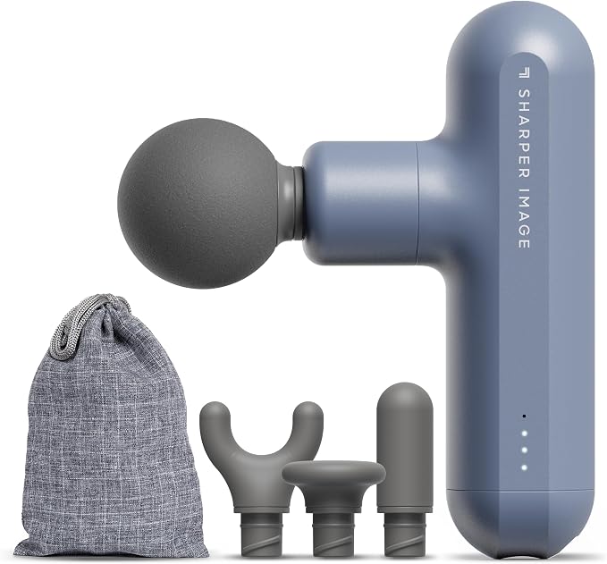 Sharper Image Powerboost Move Aero [New 2026 Version] Mini Deep Tissue Percussion Massage Gun| Muscle Recovery & Pain Relief Massage Tool| Full Body Back & Shoulder Massager| Travel Gift for Men Women