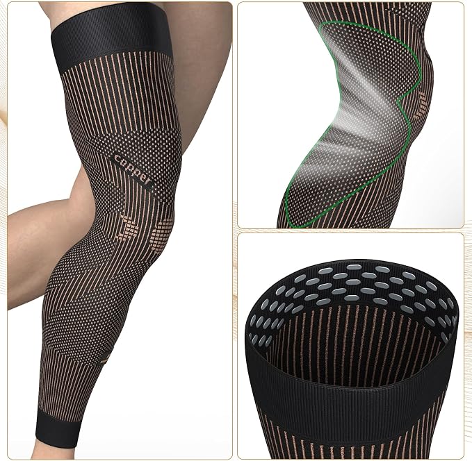 NEENCA Copper Compression Leg Sleeve, Ultra-thin with Copper Ions Infused | Full Leg Sleeve for Knee Pain Relief, Muscle Recovery, Swelling, Inflammation, Promotes Circulation, Sports, Workout...