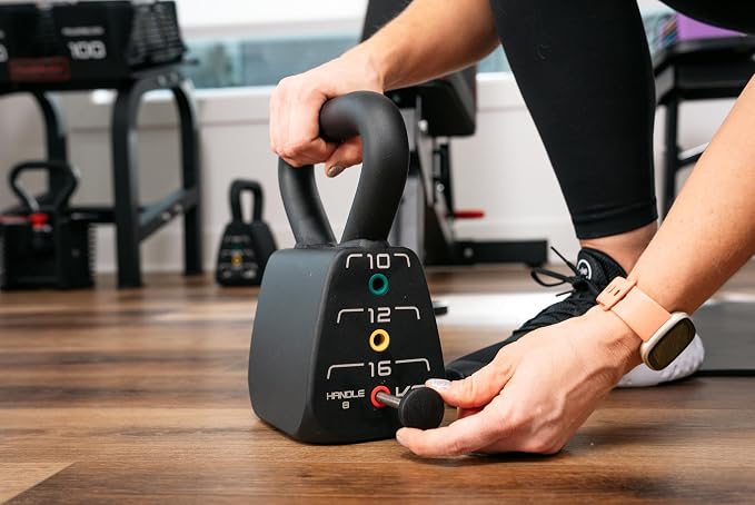 PowerBlock Pro Adjustable Light Kettlebell, 18-35 lb. Weight Set | One black kettlebell replaces multiple weights with a durable steel build