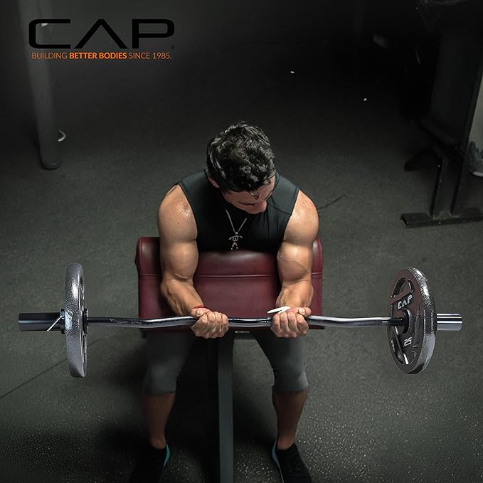 CAP 47" Olympic EZ Curl Bar | Heavy Duty Solid Steel, 200 lb Capacity