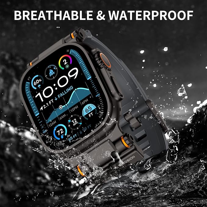 Band Compatible with Apple Watch Ultra 3/2/1 Band 49/46/45/44mm | Metal Connector with Silicone Rugged Strap for iWatch Ultra Series 11/10/9/8/7/6/SE3/SE2/SE/5/4/3/2/1, Gray/Black