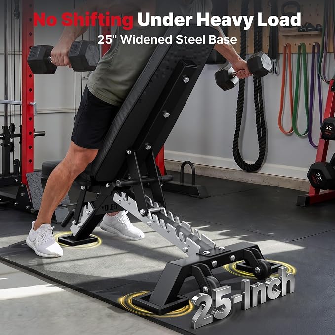 YOLEO Commercial Adjustable Weight Bench 2315LB ASTM Certified – 80% Pre-Assembled Heavy Duty Workout Bench for Home Gym