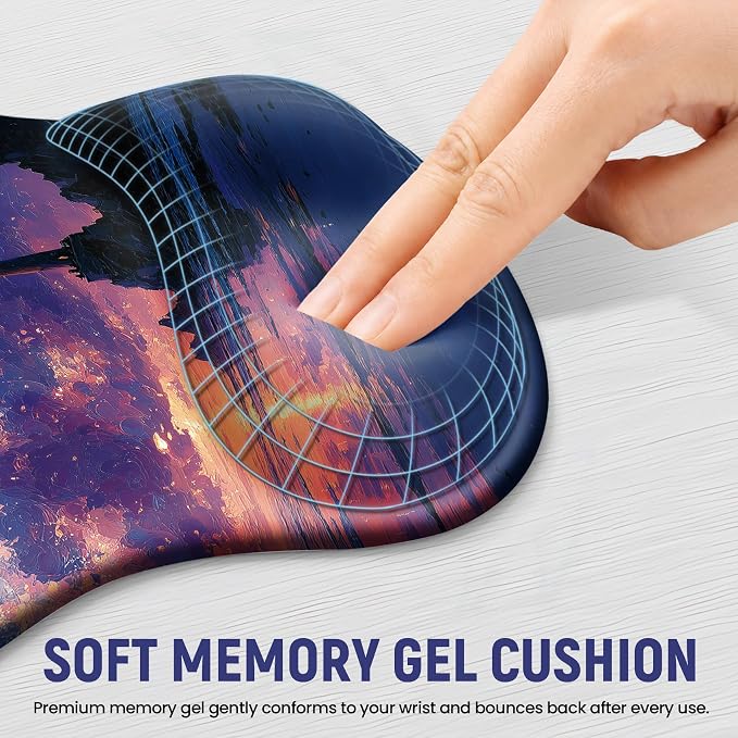 Ergonomic Mouse Pad with Wrist Rest, Gel Wrist Support, Sunrise | 10.2 x 7.6 in Mouse Pad with Smooth Fabric Surface and Non-Slip Rubber Base for Office, Home, Study, and Gaming