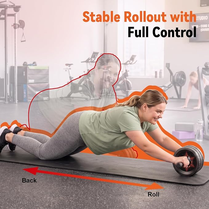 VINSGUIR Ab Roller Wheel, Abs & Core Workout Equipment for Home Gym with Knee Pad Accessories, Abdominal Wheel for Full-body Strength Training