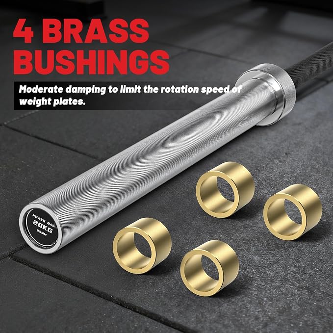 PAPABABE 7ft Barbell 45lb Olympic Barbell 1000/1500lbs Capacity Home Gym | 7ft 45lb 2" Olympic Barbell, 1000/1500lbs Capacity, Hybrid Needle Bearings & Bushings for Squat Curl Deadlift
