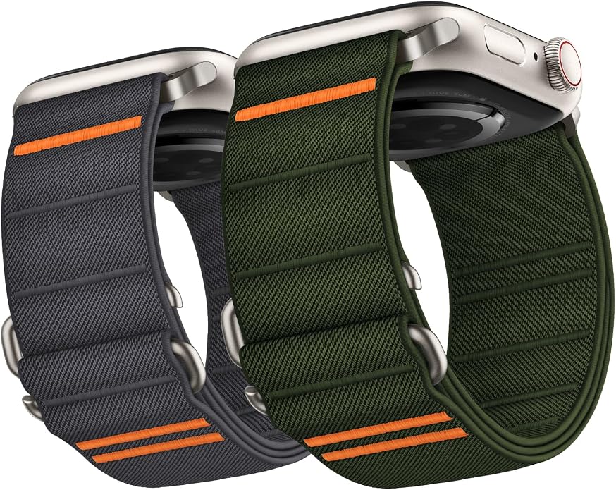 Suitisbest 2 Pack Sport Band Compatible with Apple Watch Ultra Band 49mm 46mm 45mm 44mm 42mm 41mm 40mm 38mm, Stretchy Sport Loop Strap for iWatch Series 11 10 9 8 7 6 5 4 3 2 1, SE 3 2 1, Ultra 3 2 1