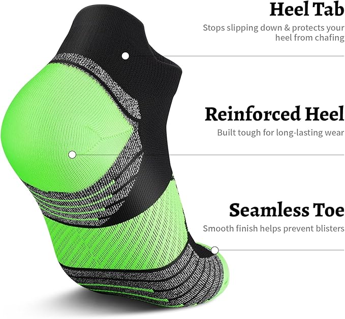 Ankle Compression Socks for Women 6 Pairs Running Socks with Arch Support | Athletic Womens Ankle Socks for Running, Gym, Workouts, Long-Distance Walking, Travel, Daily Use, Relieve Plantar Fasciitis