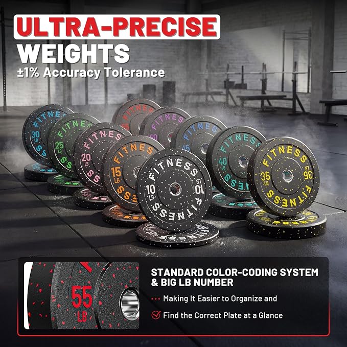 2" Bumper Plates Set Olympic Weight Plates for Barbell Strength Training | Papababe 2Inch Weights Plates Set, Floor Protective Plates, 20-600lbs Rubber Bumper Plates for Weightlifting, Bench Press