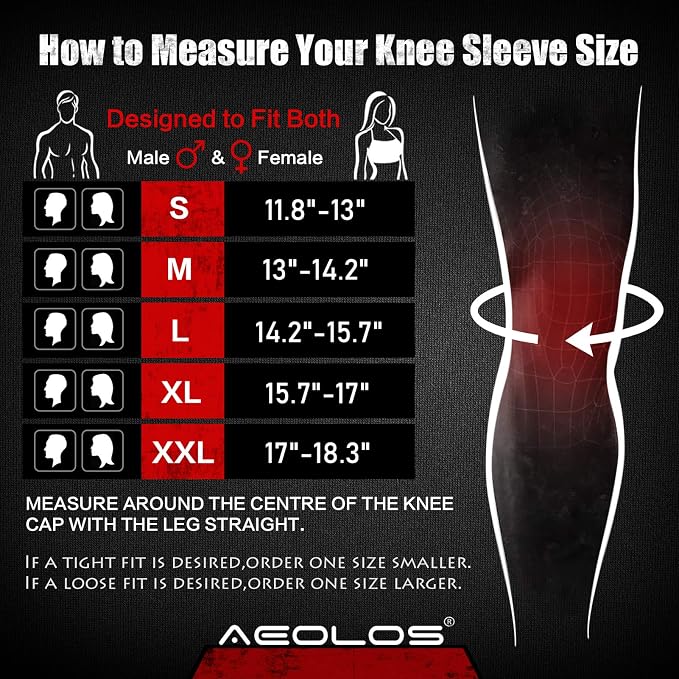 AEOLOS Knee Sleeves (1 Pair)，7mm Compression Knee Braces for Heavy-Lifting,Squats,Gym and Other Sports(Large,Camo&Black)