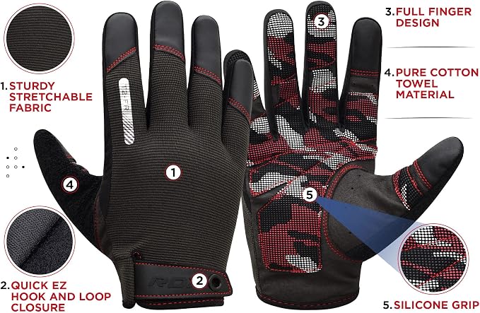 RDX Weight Lifting Gloves with Wrist Support -Touch Screen Full Finger Gym Workout, Breathable Anti Slip Padded Grip, Men Women Fitness Training, Powerlifting Bodybuilding HIIT Exercise Weightlifting