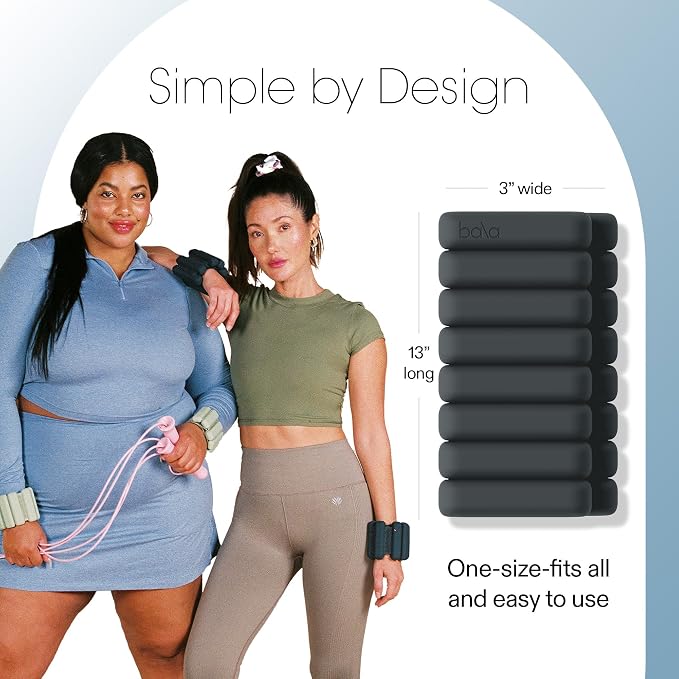 Bala Bangles Wrist & Ankle Weights for Women & Men, Home Gym Equipment | Adjustable Weighted Bands for Arm & Legs Workouts - Pilates, Yoga, Walking, Barre, & Strength Training Exercise