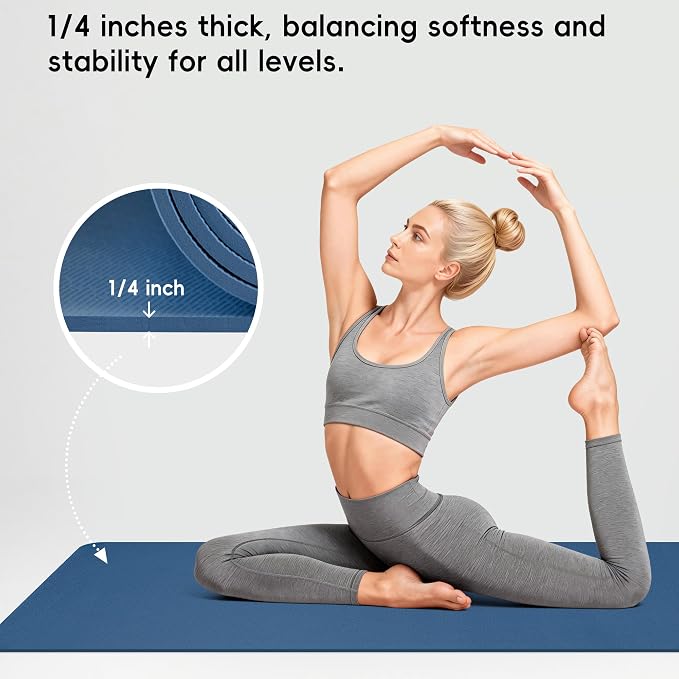 Extra Wide Yoga Mat 72" x 32", 6mm Non Slip TPE Exercise Mat with Carrying Strap, Large Workout Mat for Yoga, Pilates, Stretching, HIIT & Home Gym
