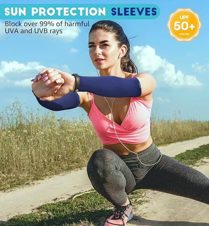 HiRui Arm Compression Sleeves for Men Women Youth, UV Protection 20-30mmHG Support Tattoo Cover, Breathable Moisture-Wicking