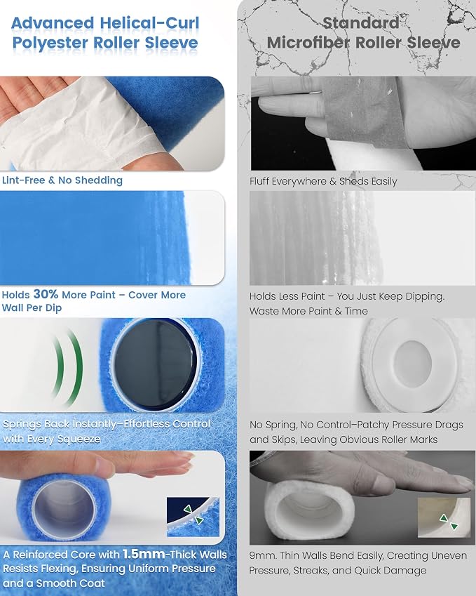 VOOMEY 9 Inch Woven Polyester Textured Paint Roller Covers-15 Pack | 3/8 Nap Roller 9 Inch Ultra-high Coverage Roller Covers for Smooth and Textured Rough Surfaces