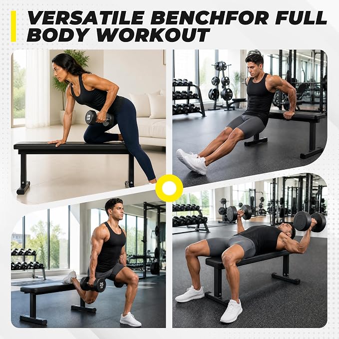 HULKFIT Adjustable Folding Weight Bench, Heavy Duty Workout Bench with Multiple Backrest Positions, Stable Incline Decline Flat Exercise Bench for Full Body Strength Training at Home Gym