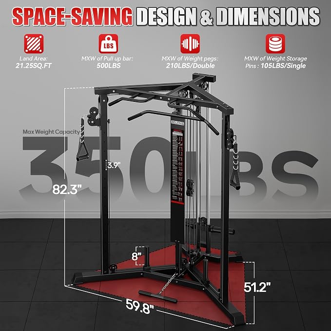 CC01 Cable Crossover Machine with High and Low Pulley System, Functional Trainer with Pull Up Bars and Optional Bundle, Cable Machine for Home Gym Power Workout
