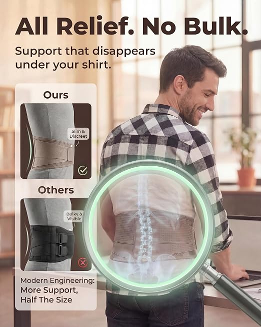 Sparthos Back Brace for Women & Men, Sciatica, Lower Back Pain - Taupe-S