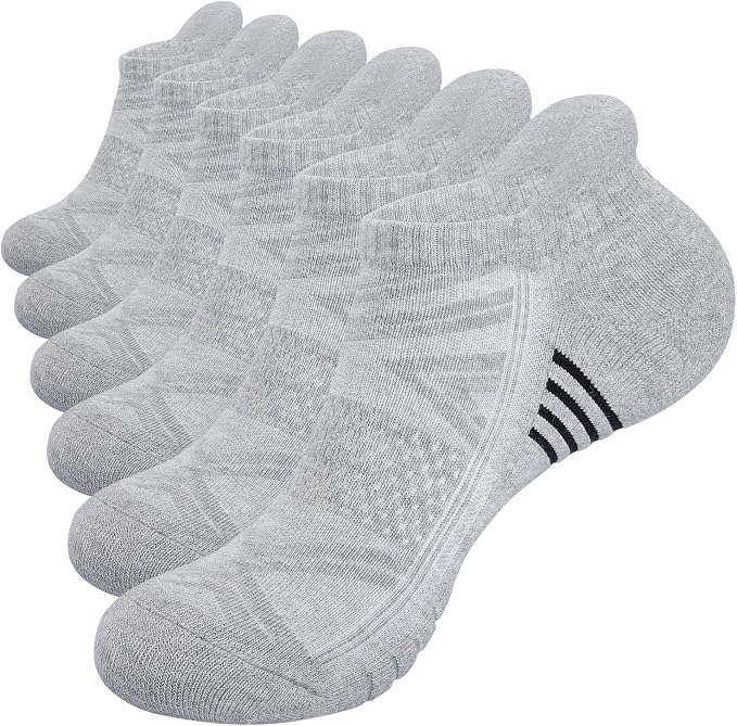 TANSTC Athletic Running Ankle Socks for Men Women, Cushioned Low Cut Sport Tab Socks, 6 Pack