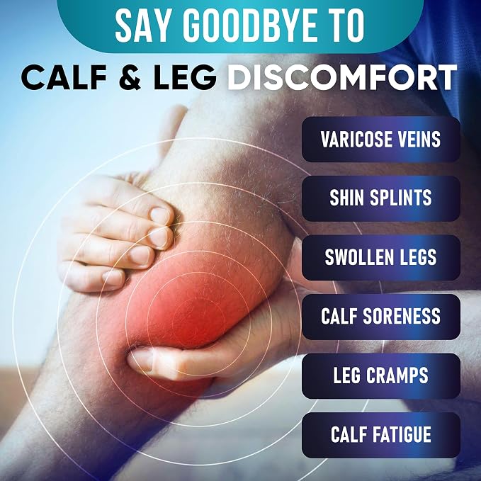 Calf Compression Sleeves for Men and Women - (2 Pair) Footless Compression Socks Support for Running, Cycling, Sports - Leg Sleeve Brace, Helps with Pain Relief