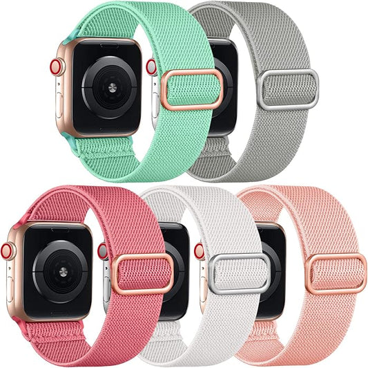 Adorve Stretchy Band Compatible with Apple Watch Bands Ultra 3/2/1 49mm 46mm 45mm 44mm 42mm 41mm 40mm 38mm Men Women, Soft Nylon Elastic Braided Strap Fits for iWatch Series 11/10/9/8/7/6/5/4/3/SE3-1