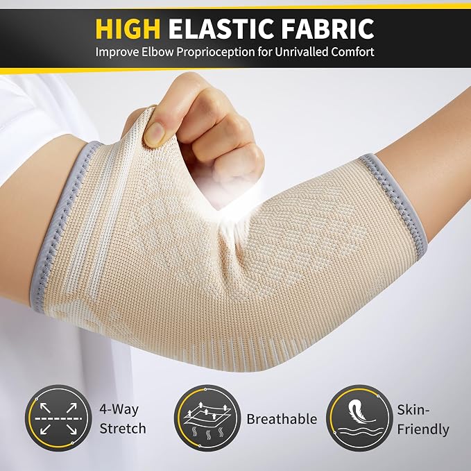 CAMBIVO 2 Pack Elbow Brace Compression Sleeve, Tennis & Golfer's Elbow | Breathable 3D Knit, Moisture-Wicking, No Straps or Velcro, Epicondylitis, Tendonitis & Arthritis Relief, All-Day Wear